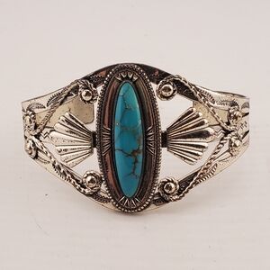 Vintage Sterling Turquoise Cuff Bracelet
